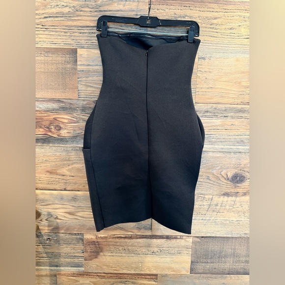 NWOT ASOS Elegant Black Neoprene Wrap Style Strapless Dress - Picture 4 of 8